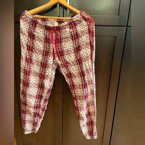 Victoria’s Secret plaid velour dot ribbon drawstring jogger pajama pants, size S